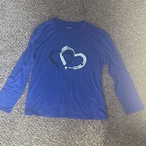 SHEIN Long Sleeve Shirt with Heart Design - Blue